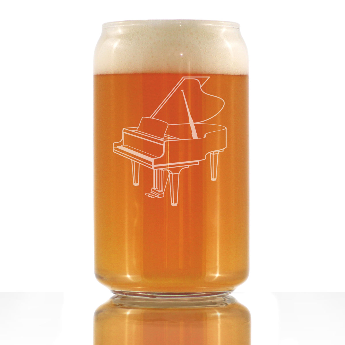 Grand Piano Beer Can Pint Glass - Music Gifts for Piano Players, Teachers and Musical Accessories for Musicians that Play Keys - 16 Oz Glasses