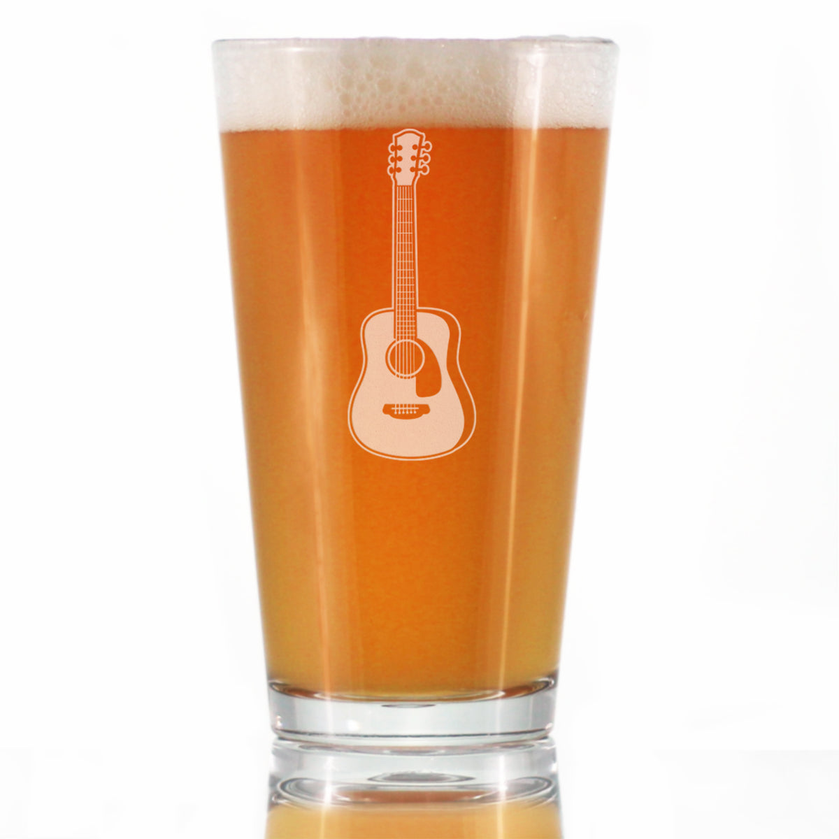 Guitar - Pint Glass for Beer - Fun Musician Gifts and Musical Accessories for Women and Men - 16 Oz Glasses