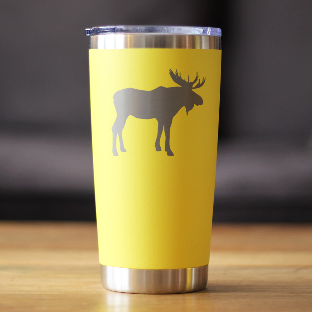 Moose Silhouette - Insulated Coffee Tumbler Cup with Sliding Lid - Stainless Steel Travel Mug - Outdoor Camping Gift for Women and Men