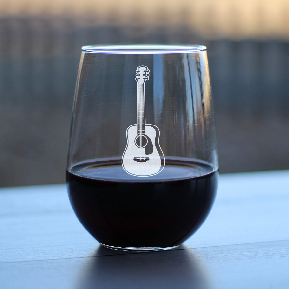 Guitar - Stemless Wine Glass - Fun Musician Gifts and Musical Accessories for Women and Men - Large 17 Oz Glasses