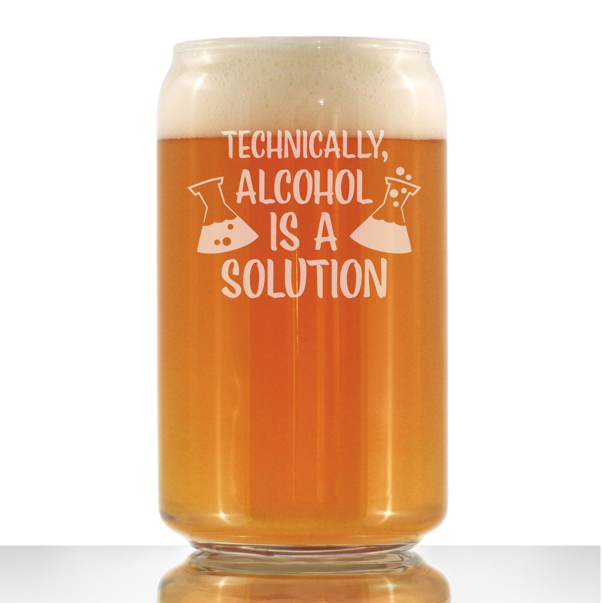 Alcohol is a Solution – Beer Can Pint Glass - Funny Science Teacher Gifts for Women &amp; Men - 16 oz Drinking Glasses