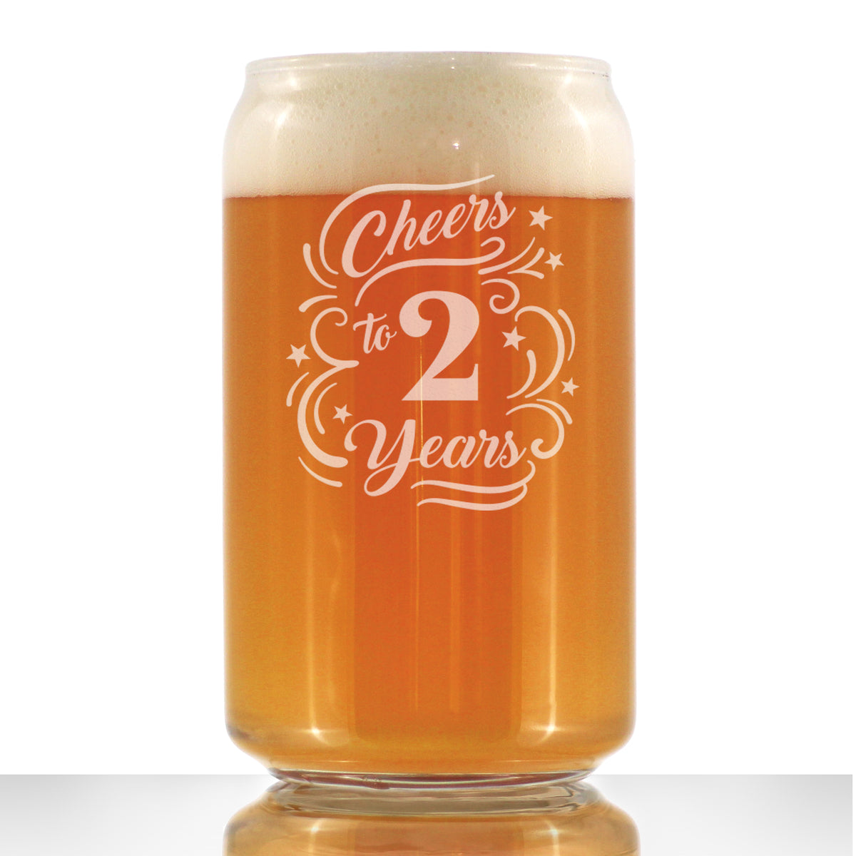 Cheers to 2 Years - Beer Can Pint Glass Gifts for Women &amp; Men - 2nd Anniversary Party Decor - 16 Oz Glasses