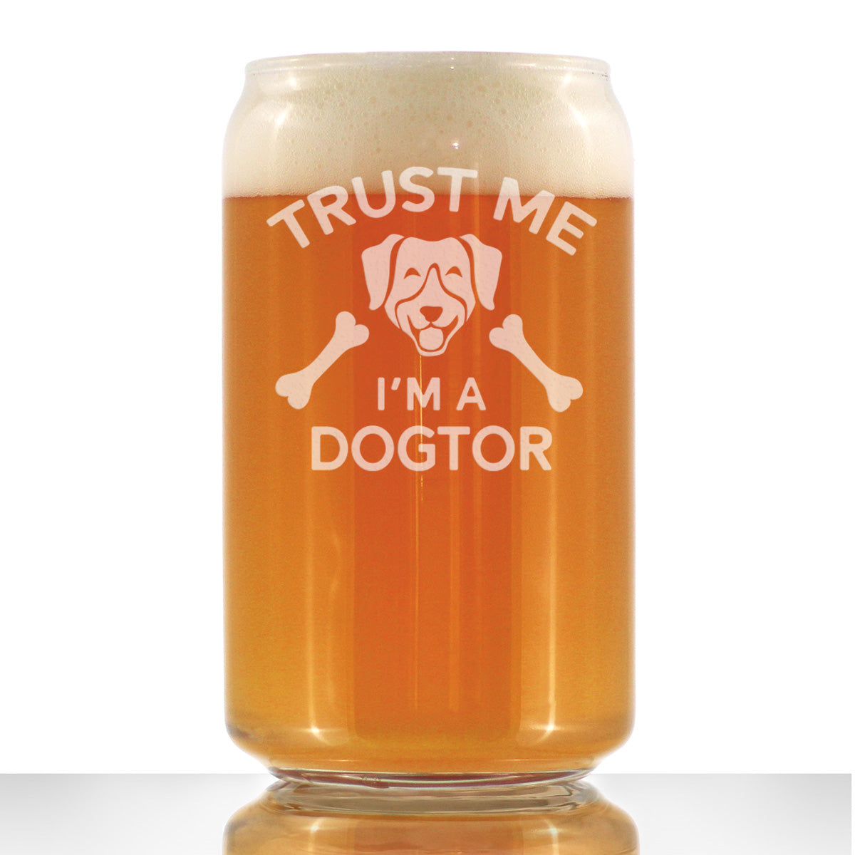 Dogtor - Beer Can Pint Glass - Funny Dog Gifts for Veterinarians and Vet Techs - 16 oz Glasses