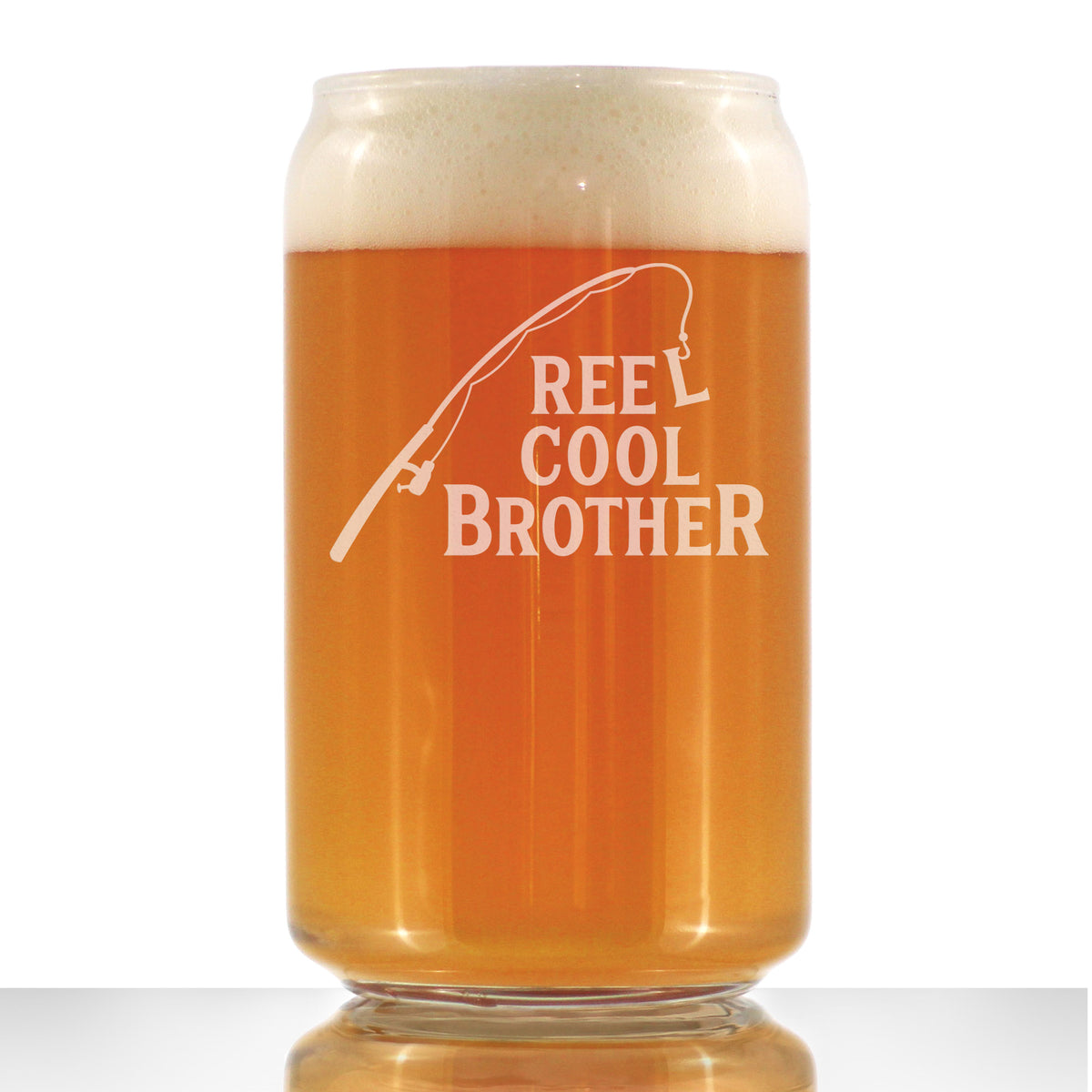 Reel Cool Brother - Beer Can Pint Glass - Funny Fishing Gifts for Fisherman Brothers - Fun Fish 16 oz Cups