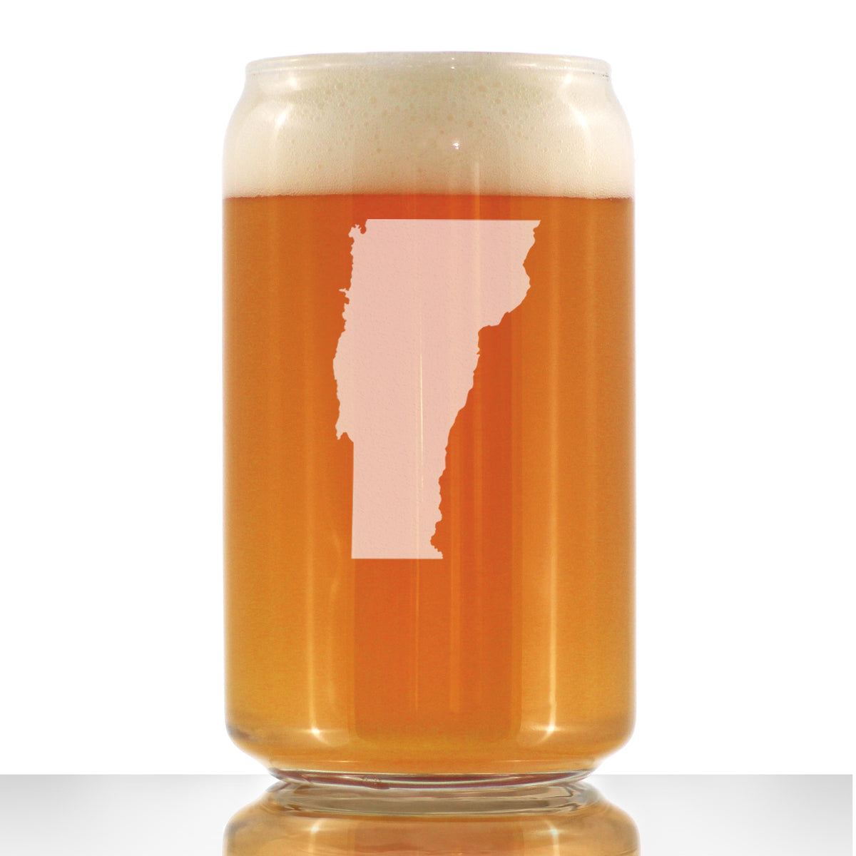Vermont State Outline Beer Can Pint Glass - State Themed Drinking Decor and Gifts for Vermonter Women &amp; Men - 16 Oz Glasses