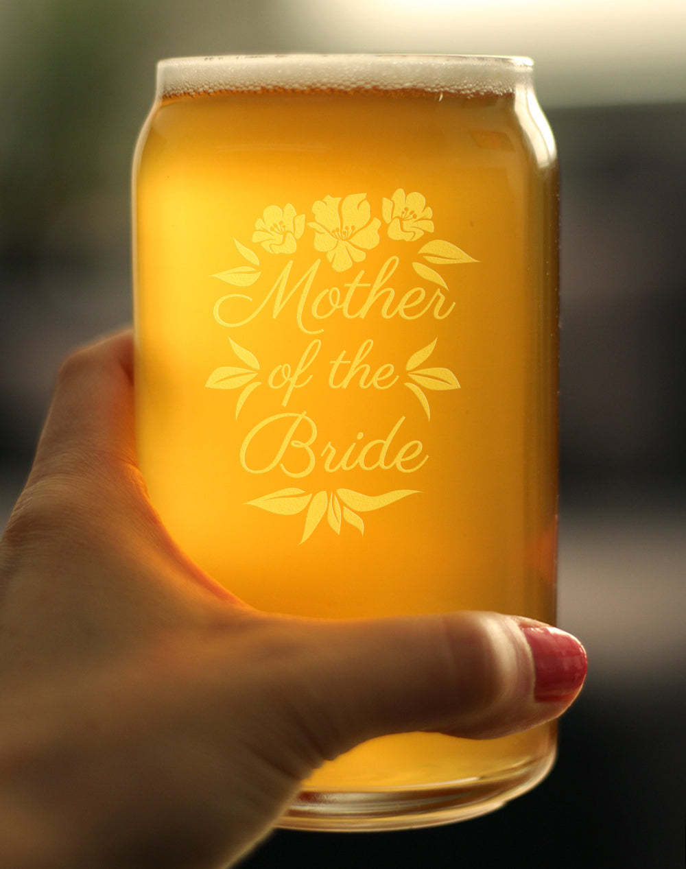 Mother of the Bride Beer Can Pint Glass - Unique Wedding Gift for Soon to Be Mother-in-Law - Cute Engraved Wedding Cup Gift
