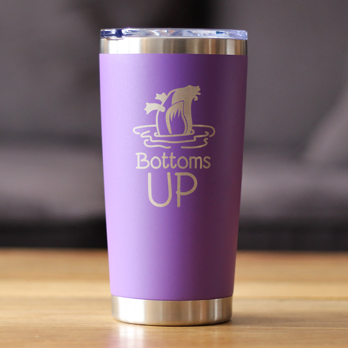 Bottoms Up - Insulated Coffee Tumbler Cup with Sliding Lid - Stainless Steel Travel Mug - Funny Duck Gifts for Women and Men