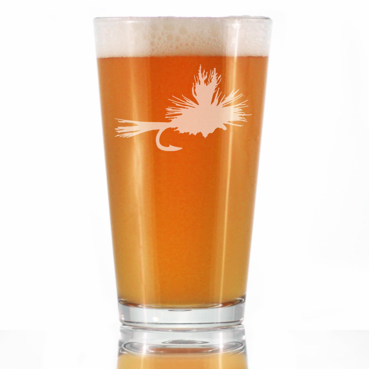 Fly Fishing Pint Glass for Beer - Unique Flyfishing Themed Gifts for Fishermen - 16 oz Glasses