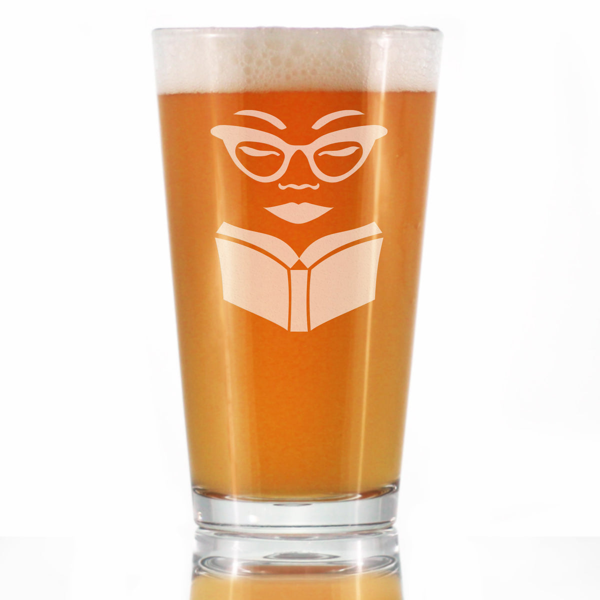 Book Reading Woman - 16 Ounce Pint Glass