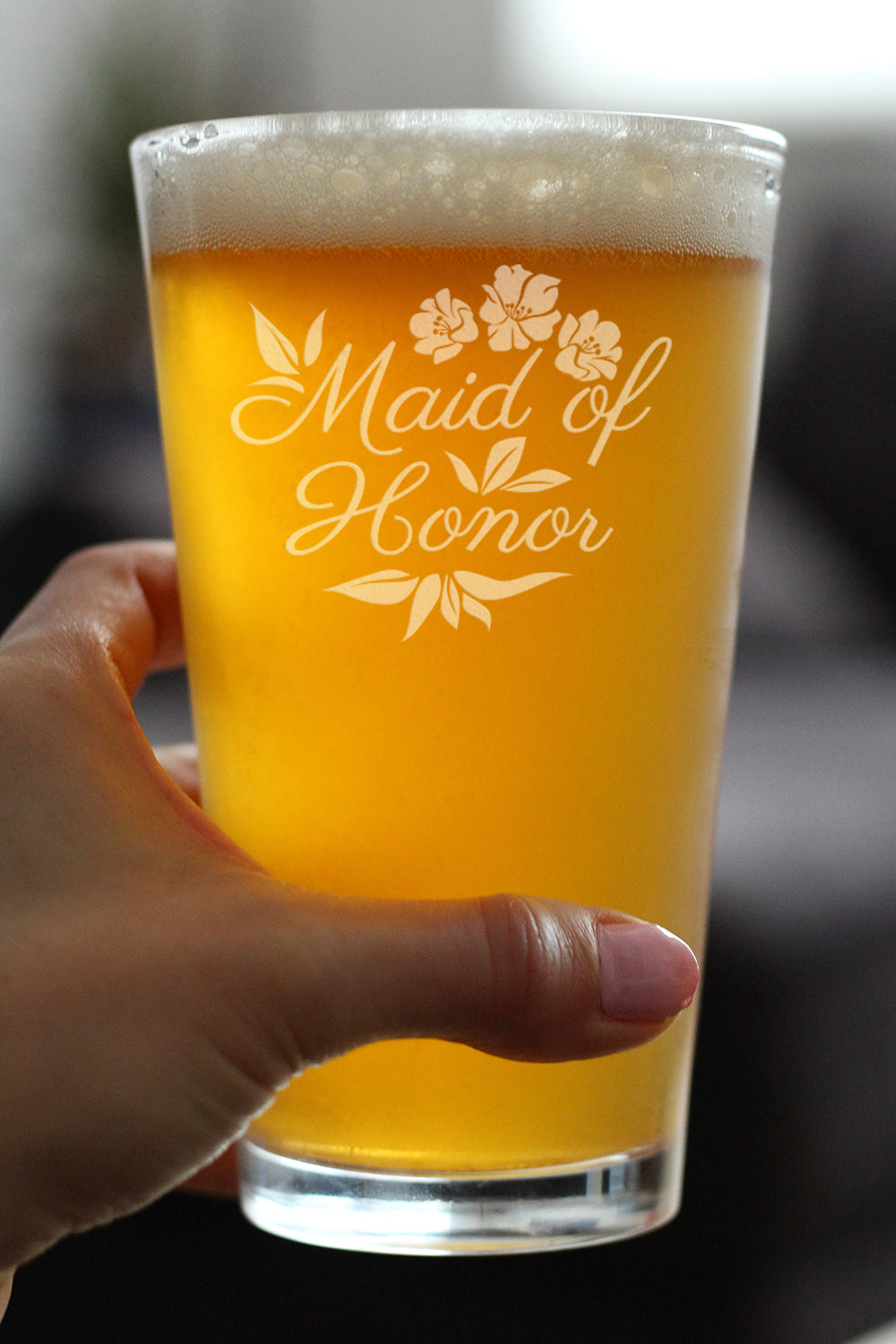Maid of Honor Pint Glass - Maid of Honor Proposal Gifts - Unique Engraved Wedding Cup Gift