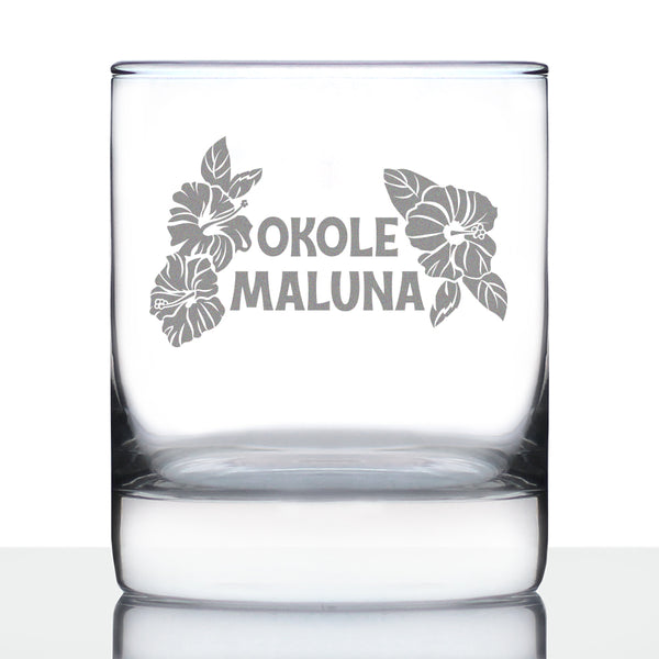 Okole Maluna Engraved 16 Oz Beer Can Shaped Pint Glass, Hawaiian