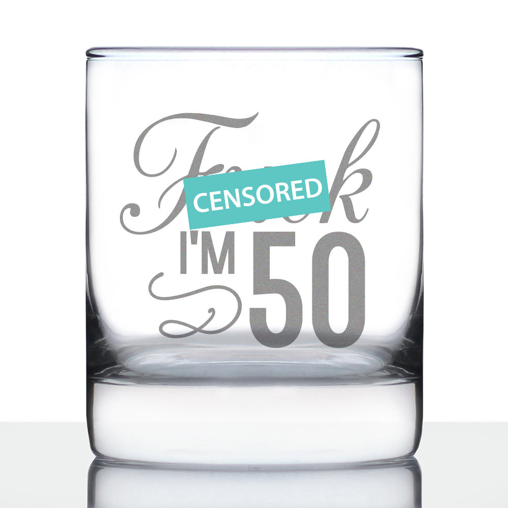 Fuck I'm 50 - Funny 50th Birthday Whiskey Rocks Glass Gifts for Men & Women Turning 50 - Fun Whisky Drinking Tumbler - Bevvee
