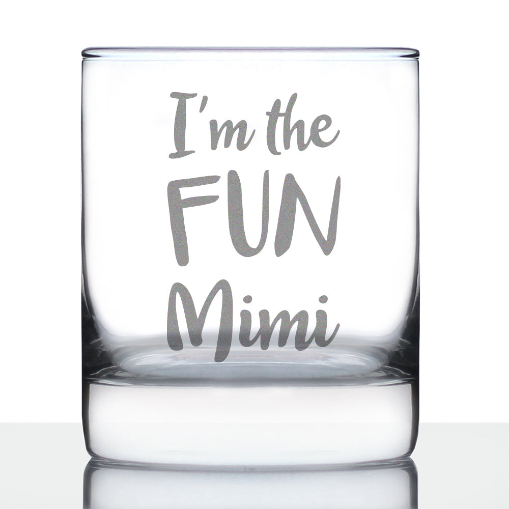Fun Mimi Whiskey Rocks Glass - Cute Grandparents Themed Gifts or Party Décor for Women - 10.25 Oz