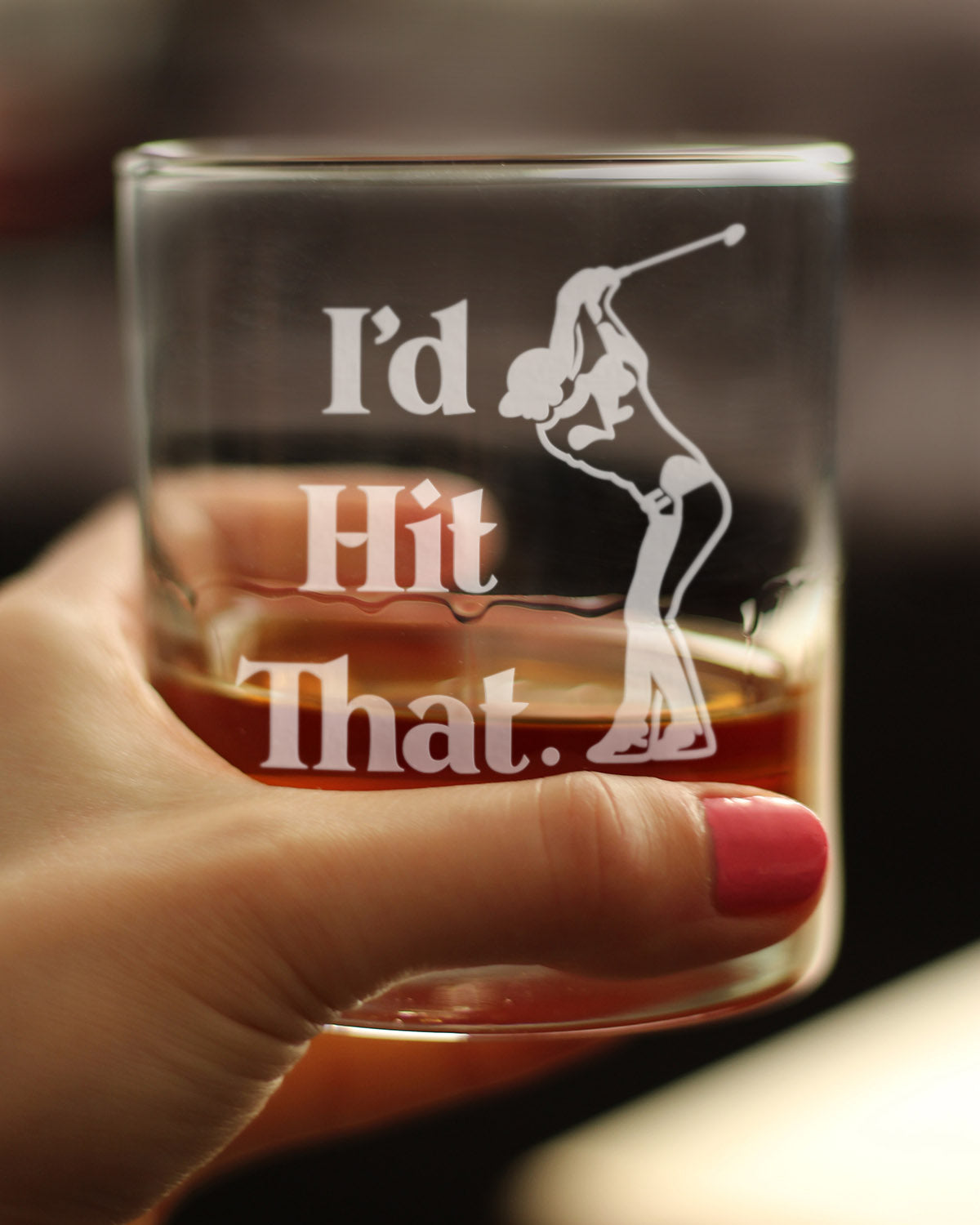 I&#39;d Hit That - Whiskey Rocks Glass - Golf Themed Gifts and Sports Decor - 10.25 Oz Glasses
