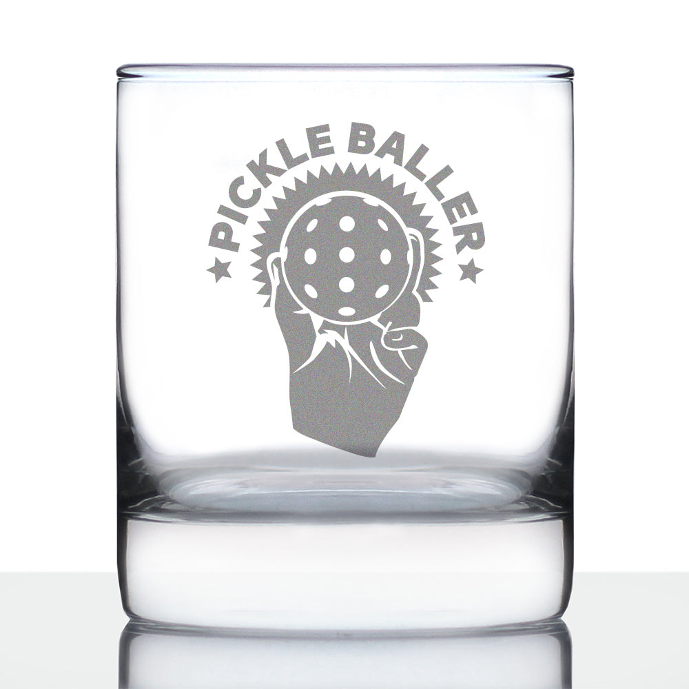 Pickleballer - Whiskey Rocks Glass - Funny Pickleball Themed Decor and Gifts - 10.25 Oz Glasses