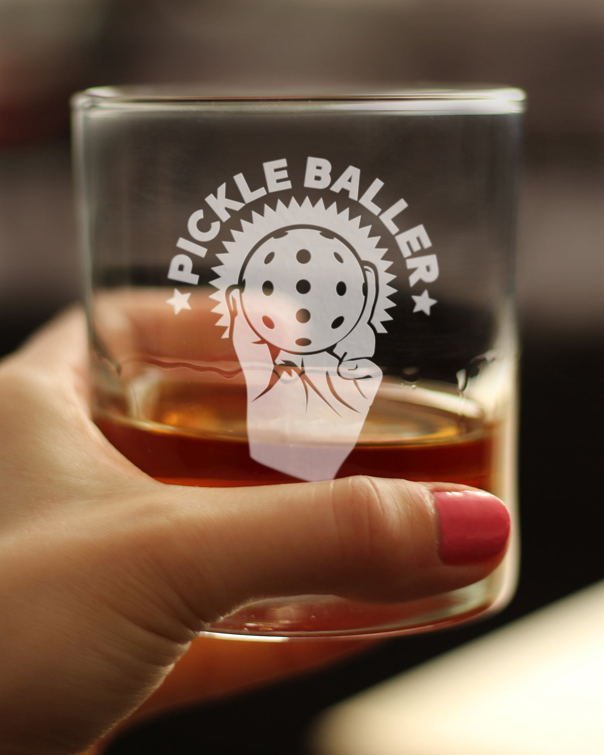 Pickleballer - Whiskey Rocks Glass - Funny Pickleball Themed Decor and Gifts - 10.25 Oz Glasses