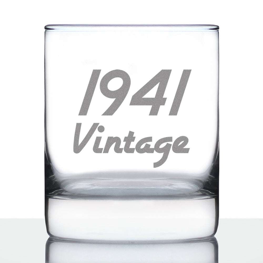 Vintage 1941 - Fun 83rd Birthday Whiskey Rocks Glass Gifts for Men &amp; Women Turning 83 - Retro Whisky Drinking Tumbler