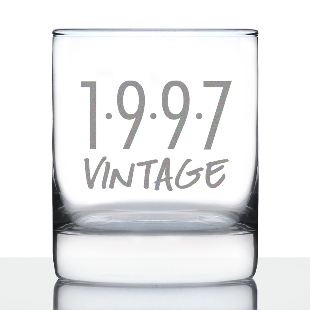Vintage 1997 - Fun 27th Birthday Whiskey Rocks Glass Gifts for Men &amp; Women Turning 27 - Retro Whisky Drinking Tumbler