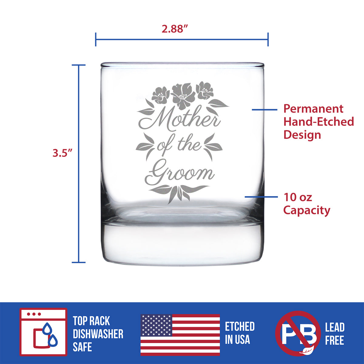 Mother of the Groom Old Fashioned Rocks Glass - Unique Wedding Gift for Soon to Be Mother-in-Law - Cute Engraved Wedding Cup Gift