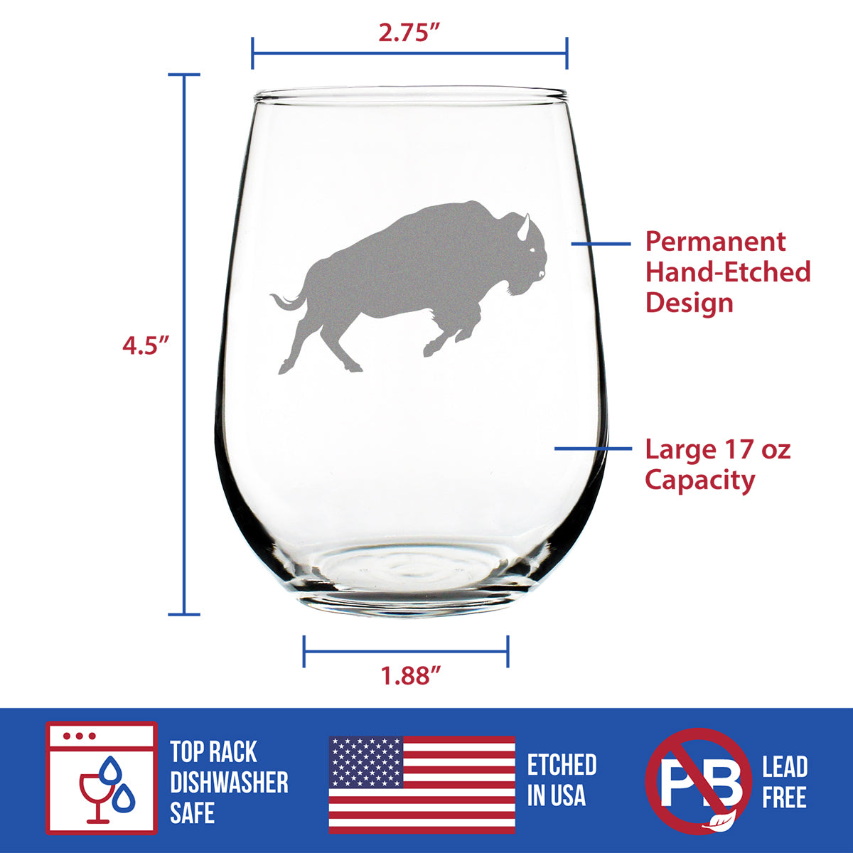 Bison - 17 Ounce Stemless Wine Glass