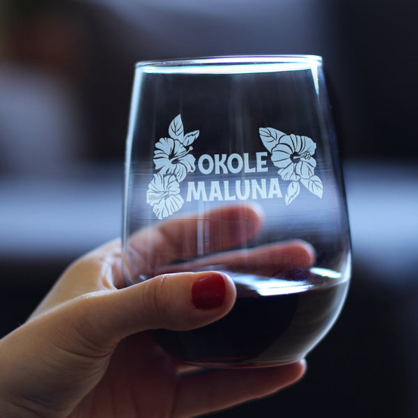 Okole Maluna Engraved 16 Oz Beer Can Shaped Pint Glass, Hawaiian