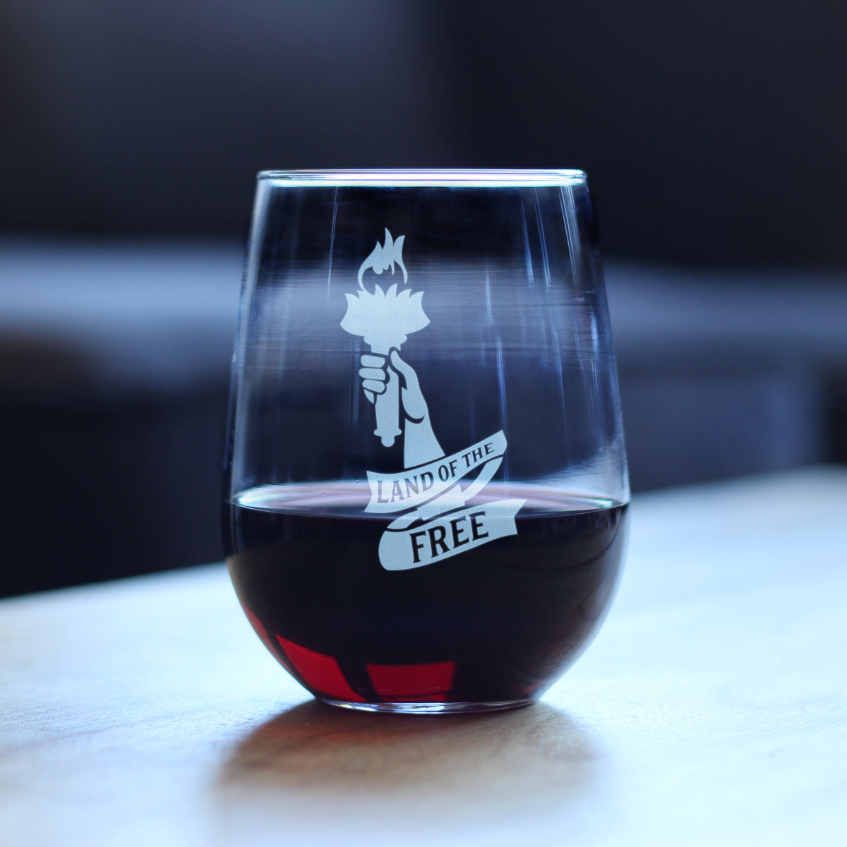 Land of the Free - 17 Ounce Stemless Wine Glass