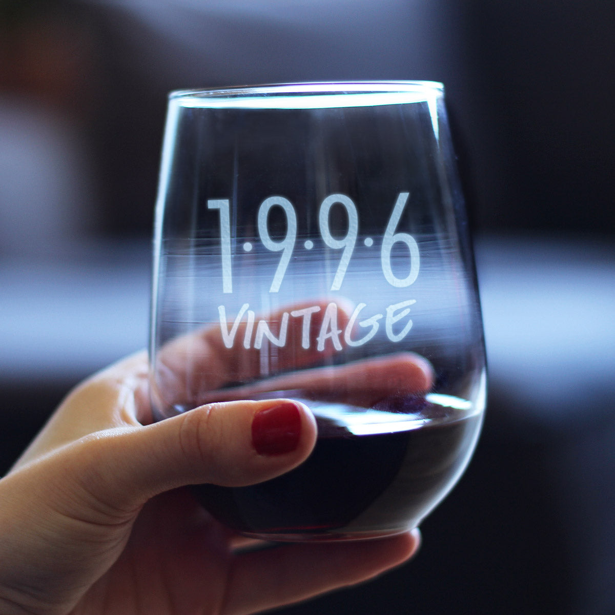 Vintage 1996 - 28th Birthday Stemless Wine Glass Gifts for Women &amp; Men Turning 28 - Bday Party Decor - Large Glasses