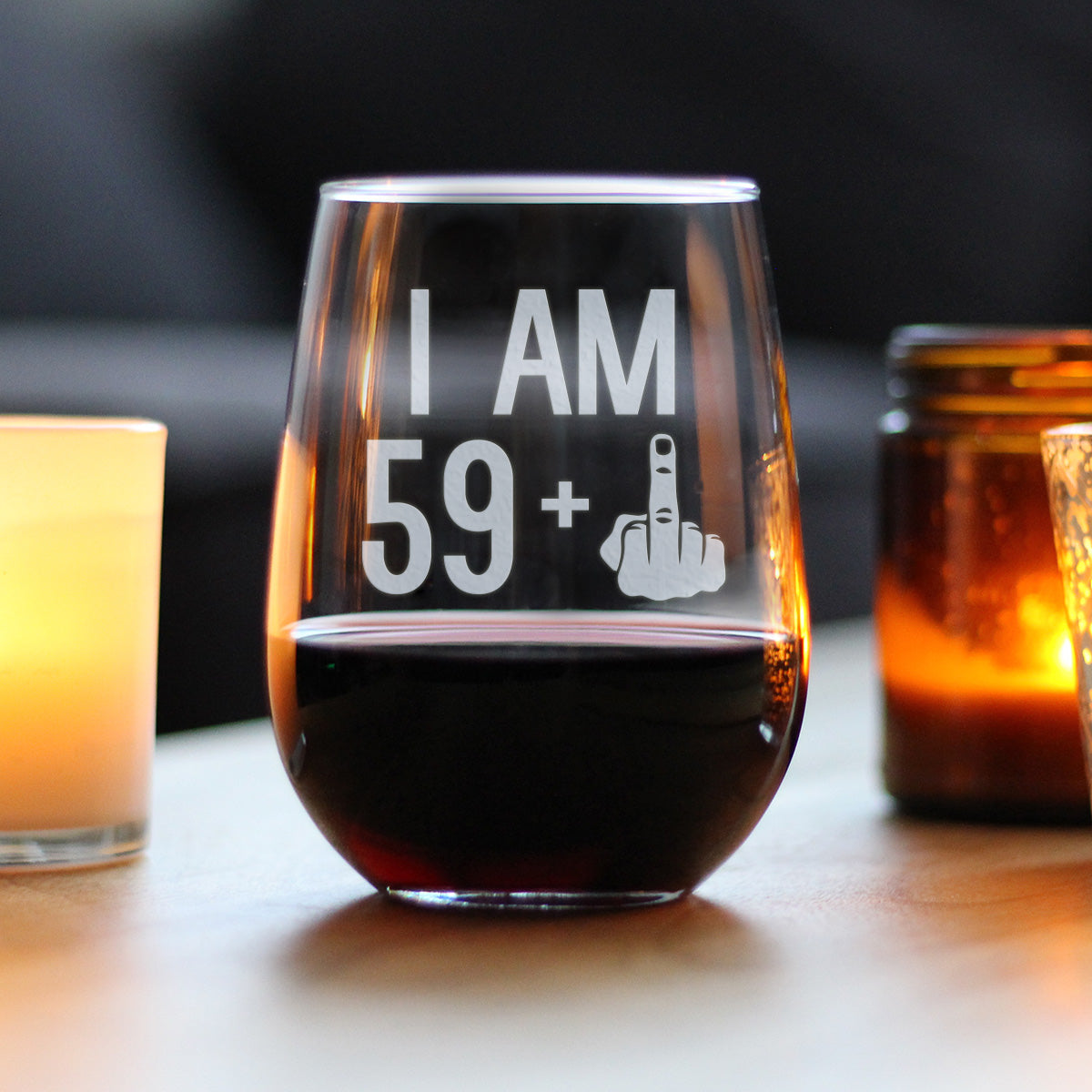 Age + Middle Finger - Stemless Wine Glasses