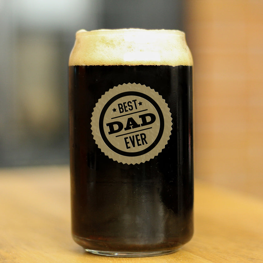 Best Dad Ever - 16 oz Beer Can Pint Glass - Fathers Day Gifts for Men, Husband & Happy Birthday Gift