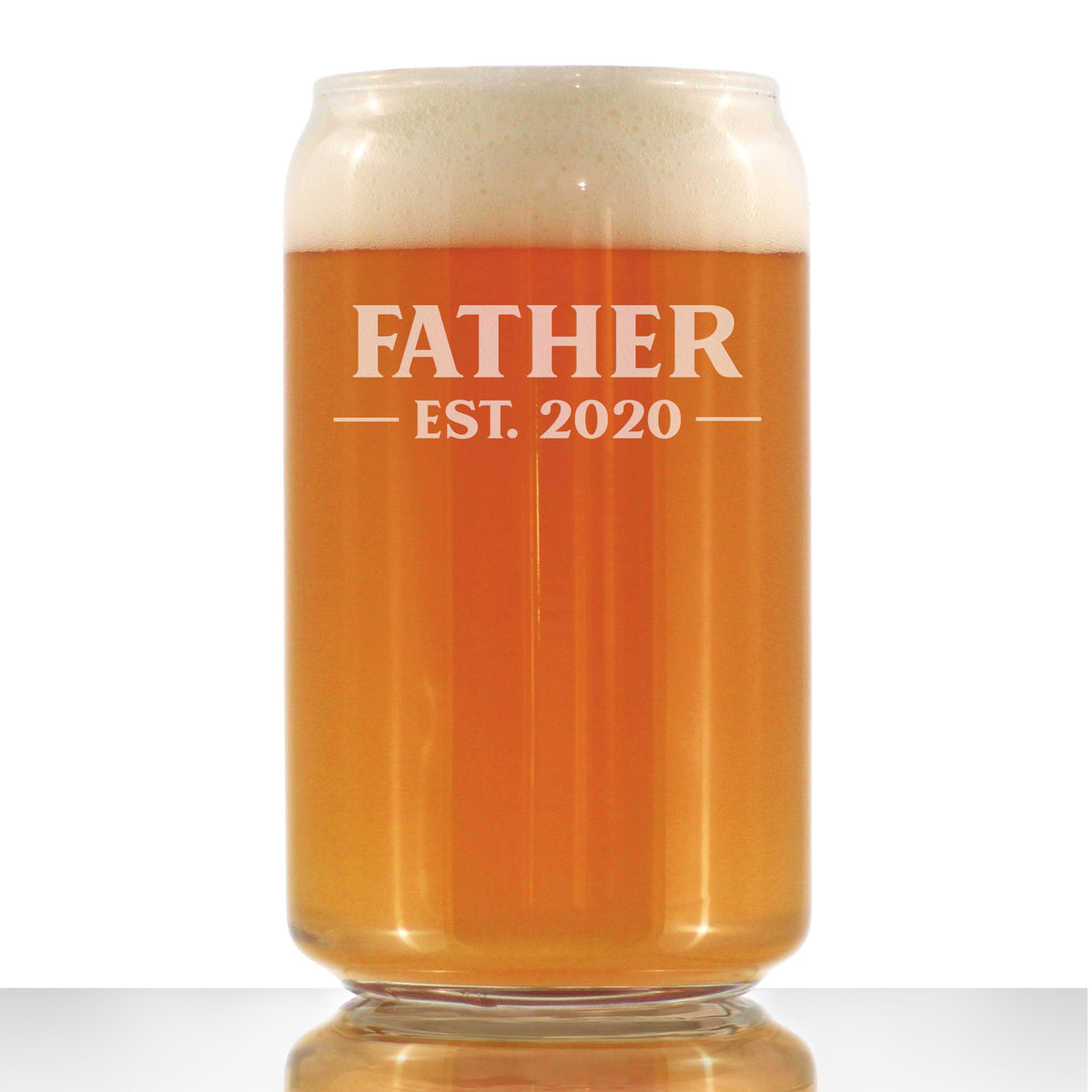 Father Est 2020 - New Dads Beer Can Pint Glass Gift for First Time Father - Bold Large 16 Oz Drinking Glasses