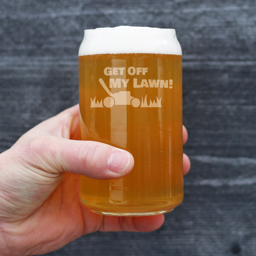 Get Off My Lawn - Funny Beer Can Pint Glass - Birthday Gifts for Men or Women Getting Older - Fun Bday Party Décor - 16 oz
