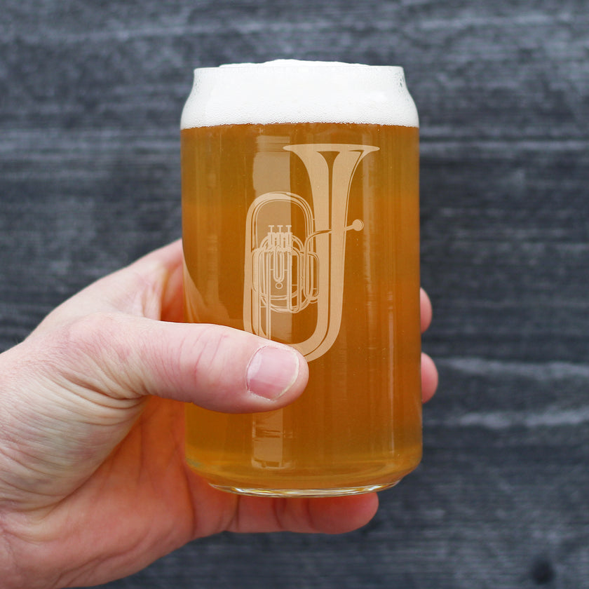 Tuba Beer Can Pint Glass - Fun Tuba Gifts for Tuba Players in Band and Orchestra - 16 Oz Glasses