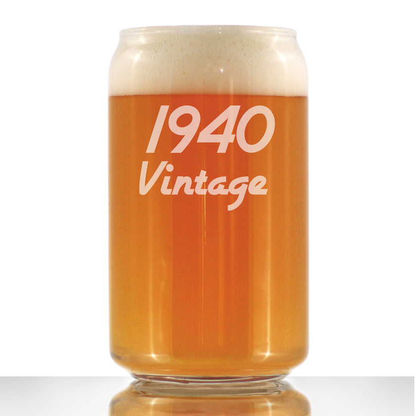 Vintage 1940 - Beer Can Pint Glass - 86th Birthday Gifts for Men or Women Turning 86 - Fun Bday Party Decor - 16 oz