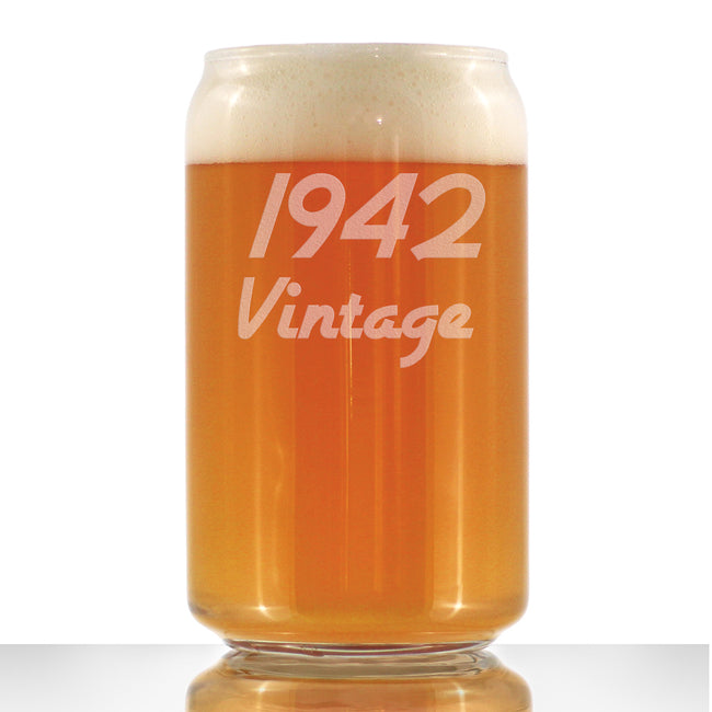 Vintage 1942 - Beer Can Pint Glass - 84th Birthday Gifts for Men or Women Turning 84 - Fun Bday Party Decor - 16 oz