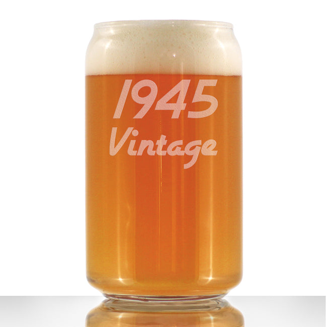 Vintage 1945 - Beer Can Pint Glass - 81st Birthday Gifts for Men or Women Turning 81 - Fun Bday Party Decor - 16 oz