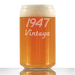 Vintage 1947 - Beer Can Pint Glass - 79th Birthday Gifts for Men or Women Turning 79 - Fun Bday Party Decor - 16 oz