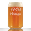 Vintage 1948 - Beer Can Pint Glass - 78th Birthday Gifts for Men or Women Turning 78 - Fun Bday Party Decor - 16 oz