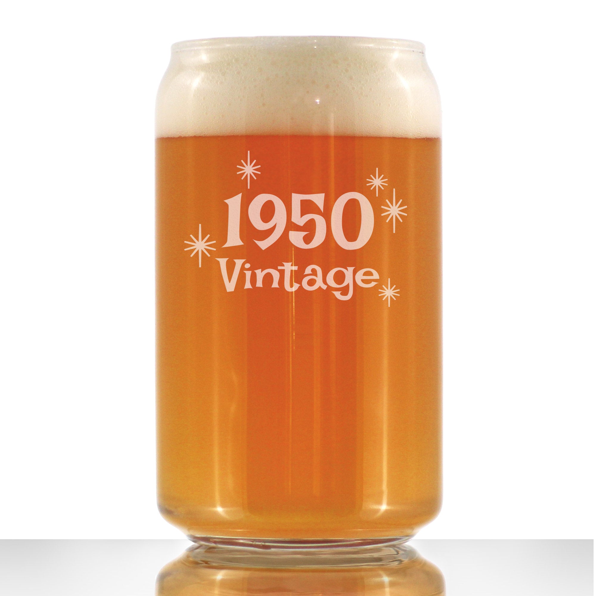 Vintage 1950 - Beer Can Pint Glass - 76th Birthday Gifts for Men or Women Turning 76 - Fun Bday Party Decor - 16 oz