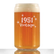 Vintage 1951 - Beer Can Pint Glass - 75th Birthday Gifts for Men or Women Turning 75 - Fun Bday Party Decor - 16 oz