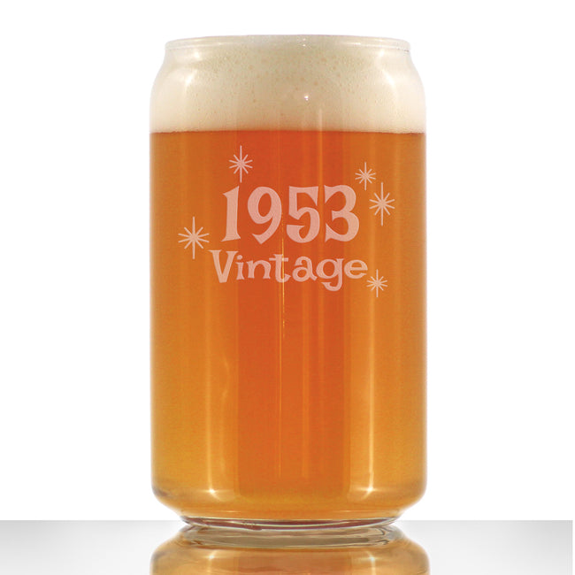 Vintage 1953 - Beer Can Pint Glass - 73rd Birthday Gifts for Men or Women Turning 73 - Fun Bday Party Decor - 16 oz