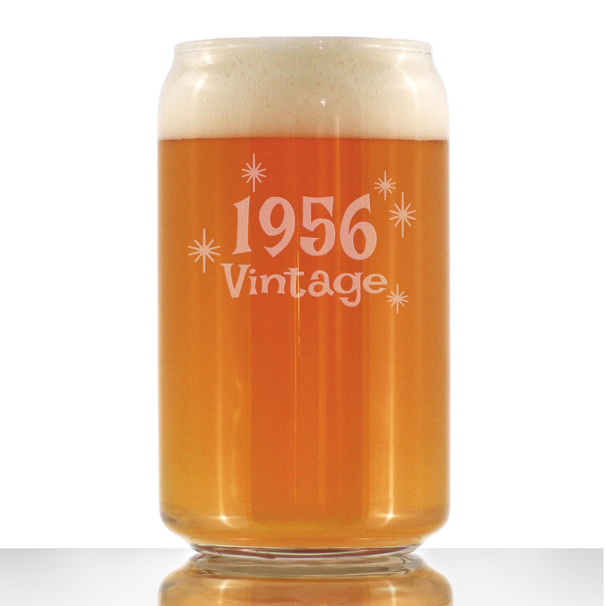 Vintage 1956 - Beer Can Pint Glass - 70th Birthday Gifts for Men or Women Turning 70 - Fun Bday Party Decor - 16 oz