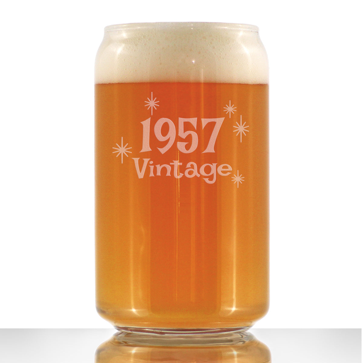 Vintage 1957 - Beer Can Pint Glass - 69th Birthday Gifts for Men or Women Turning 69 - Fun Bday Party Decor - 16 oz