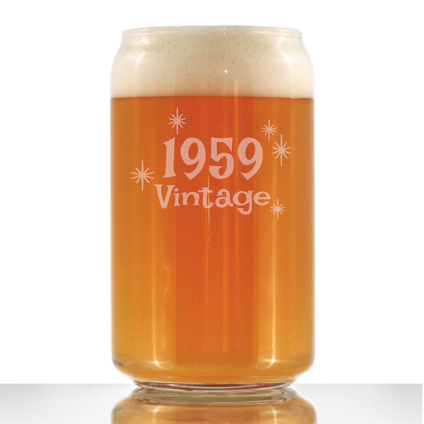 Vintage 1959 - Beer Can Pint Glass - 67th Birthday Gifts for Men or Women Turning 67 - Fun Bday Party Decor - 16 oz