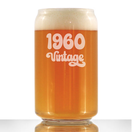 Vintage 1960 - Beer Can Pint Glass - 66th Birthday Gifts for Men or Women Turning 66 - Fun Bday Party Decor - 16 oz