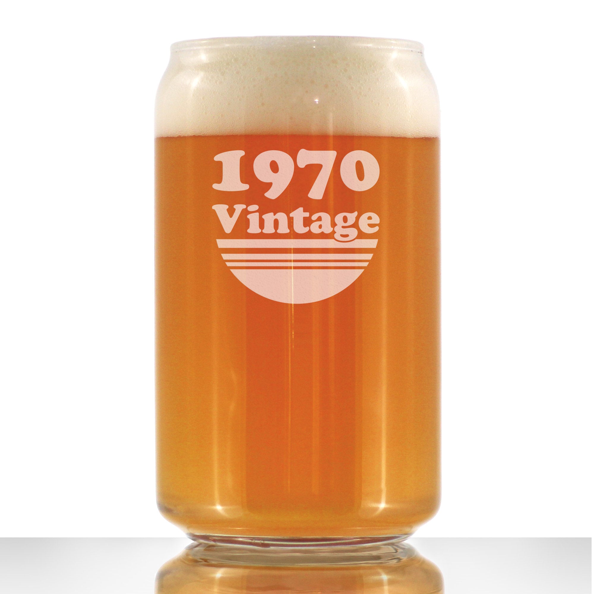 Vintage 1970 - Beer Can Pint Glass - 56th Birthday Gifts for Men or Women Turning 56 - Fun Bday Party Decor - 16 oz