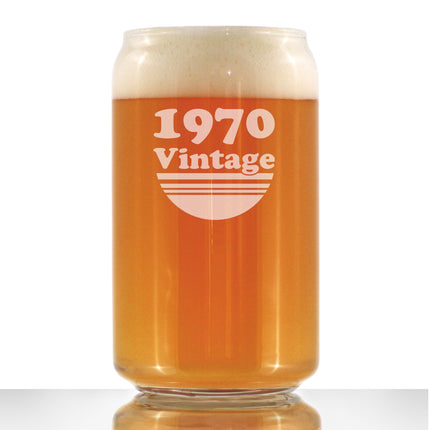 Vintage 1970 - Beer Can Pint Glass - 56th Birthday Gifts for Men or Women Turning 56 - Fun Bday Party Decor - 16 oz