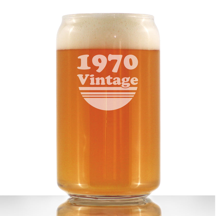 Vintage 1970 - Beer Can Pint Glass - 56th Birthday Gifts for Men or Women Turning 56 - Fun Bday Party Decor - 16 oz
