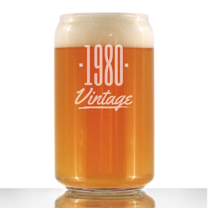 Vintage 1980 - Beer Can Pint Glass - 46th Birthday Gifts for Men or Women Turning 46 - Fun Bday Party Decor - 16 oz