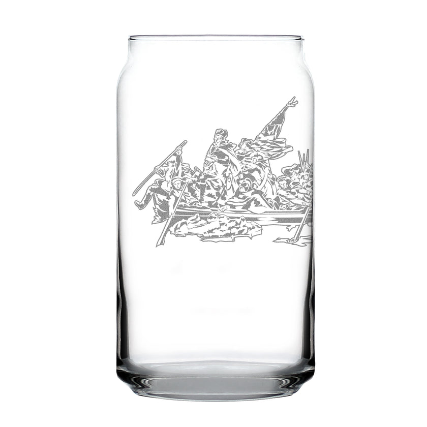 America 250 Washington Crossing the Delaware Engraved Beer Can Glass America250 Official for 250th Anniversary of the USA Beer Can Shaped Pint Glass - 16oz