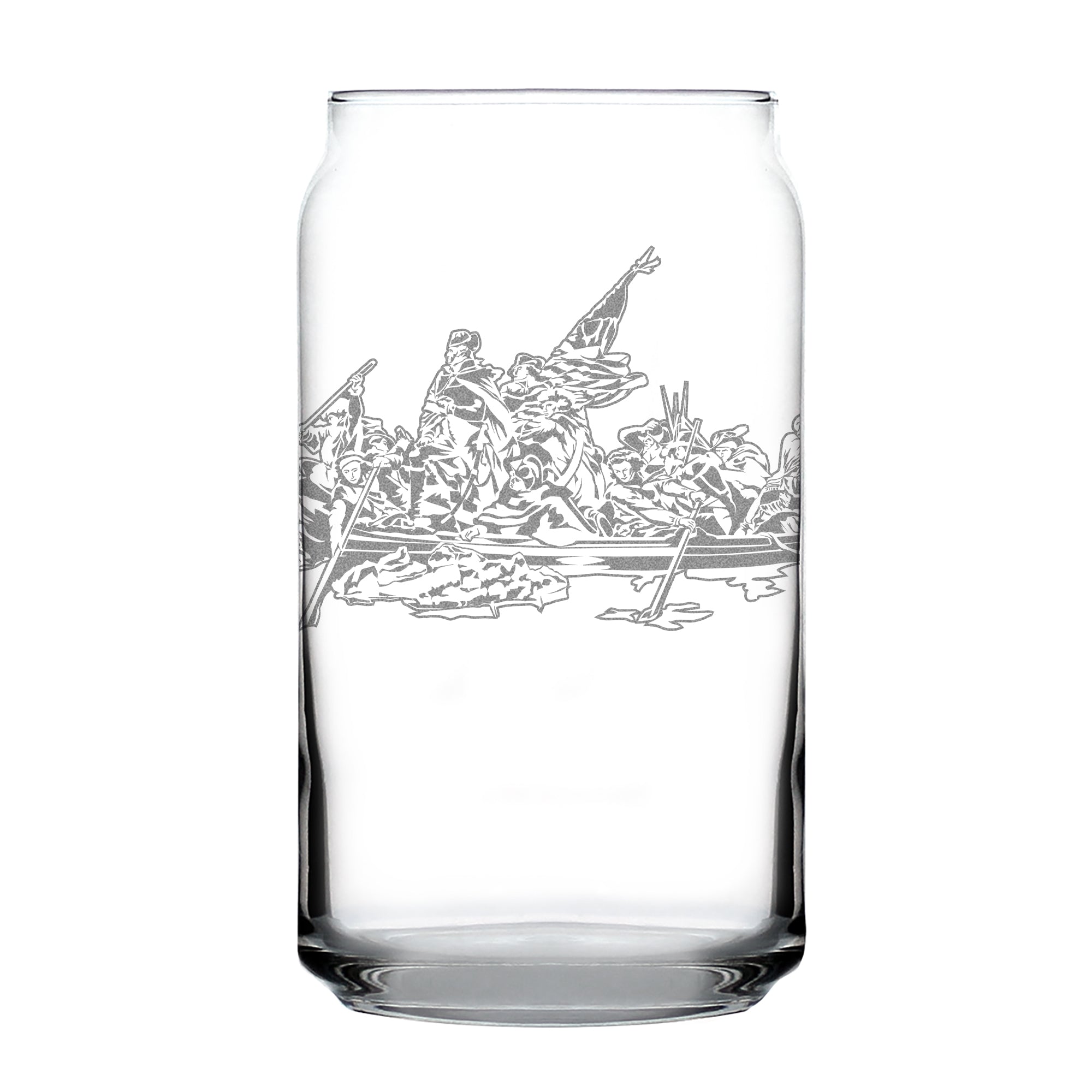 America 250 Washington Crossing the Delaware Engraved Beer Can Glass America250 Official for 250th Anniversary of the USA Beer Can Shaped Pint Glass - 16oz